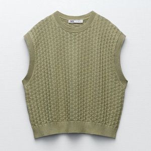 Zara Women Light Knitted Sweater Vest Top Shirt Blouse L New